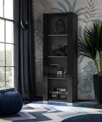 Witryny - Witryna Tivoli Matowa Czarna 55 x 159 x 35 cm Szklane półki - miniaturka - grafika 1