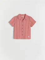 Bluzki dla niemowląt - Reserved - Bawełniana koszula w paski - brudny róż - miniaturka - grafika 1