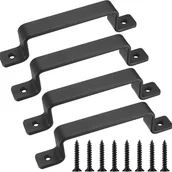 Zawiasy, okucia i inne akcesoria - Uchwyt - Żelazna klamka do drzwi - do szafek i dekoracji wnętrz - 4 sztuki - czarny - miniaturka - grafika 1