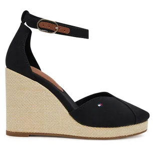 Półbuty Tommy Hilfiger Flag High Wedge Espad Closed Toe FW0FW08494 Czarny - Półbuty damskie - miniaturka - grafika 1