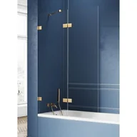 Parawany nawannowe - New Trendy Avexa Gold Brushed parawan nawannowy 100 cm lewy złoty szczotkowany/szkło przezroczyste EXK-2010 - miniaturka - grafika 1