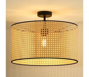 Duolla - Żyrandol natynkowy ROLLER RATTAN 1xE27/15W/230V śr. 45 cm beżowy/czarny - Lampy sufitowe - miniaturka - grafika 1