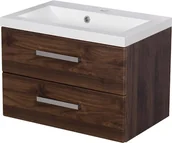 Szafki łazienkowe - Szafka łazienkowa wisząca z umywalką 60 cm 39/2 Fokus kolor orzech - miniaturka - grafika 1