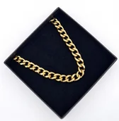 Łańcuszki - Naszyjnik złoty szeroki łańcuch pancerka stal chirurgiczna 50cm - miniaturka - grafika 1