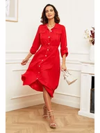 Sukienki - Le Monde du Lin Lniana sukienka w kolorze czerwonym - miniaturka - grafika 1