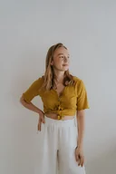 Koszule damskie - Top z krótkim rękawem Mellow, żółty - miniaturka - grafika 1