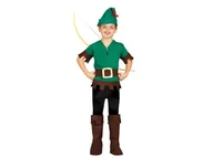 Stroje karnawałowe - Guirca Robin Hood kostium, kolor: zielony/brązowy; rozmiar: 128/134 - miniaturka - grafika 1
