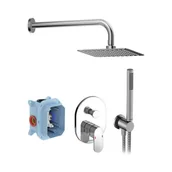 Zestawy prysznicowe - Ravak Chrome - Zestaw prysznicowy z baterią podtynkową, z korpusem, 20x20 cm, chrom X07S014 - miniaturka - grafika 1