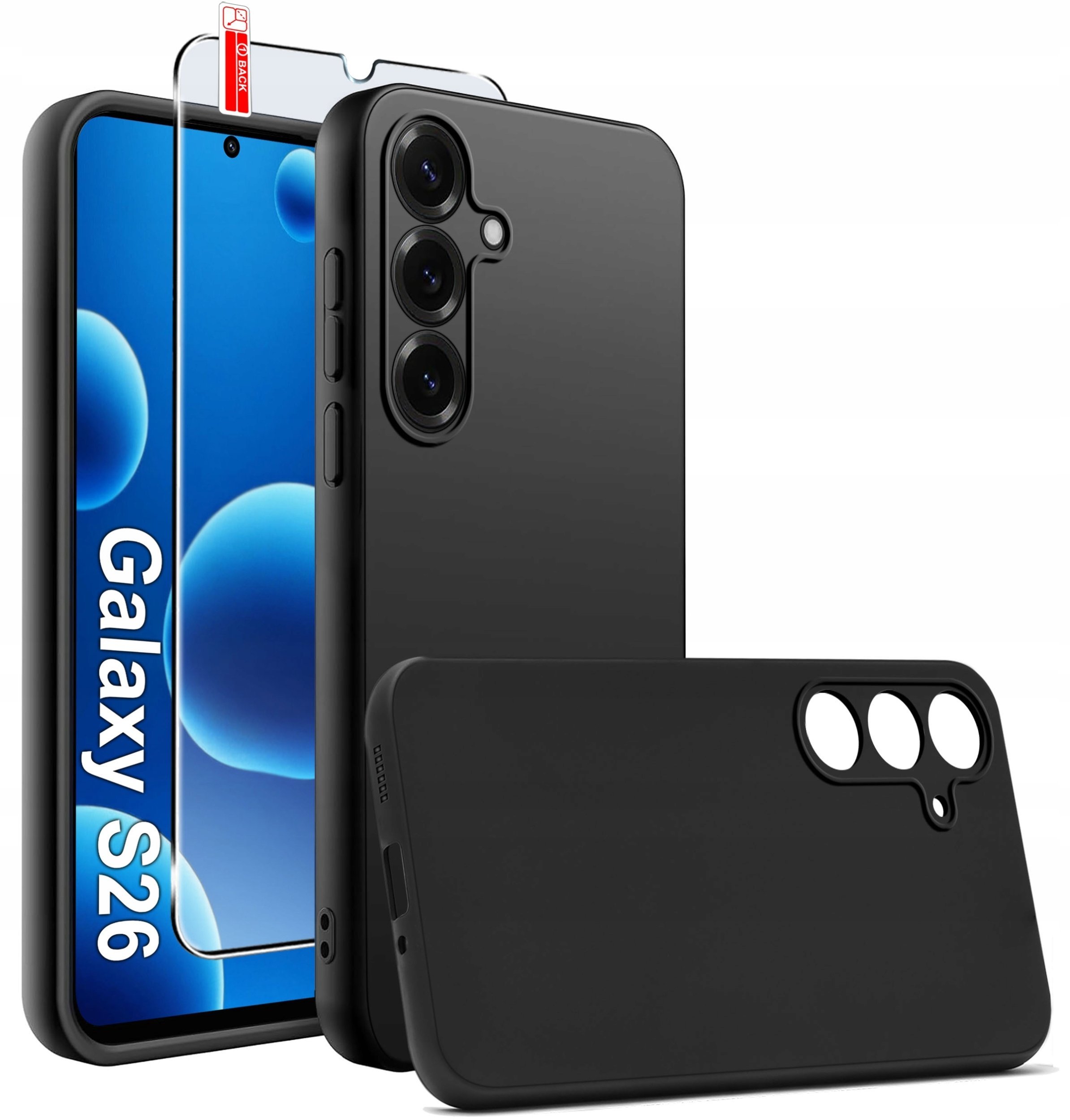 krainaGSM Etui Czarne Matowe Silikon Slim do Samsung S26 + SZKŁO 9H