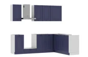 Meble kuchenne - Zestaw Mebli Kuchennych Matera 240X180 Cm L/P Mdf Folia Granatowy Mat Cichy Domyk Blum - miniaturka - grafika 1