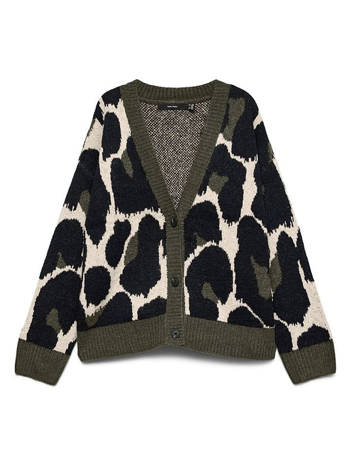 Vero Moda Kardigan w kolorze czarno-kremowo-oliwkowym