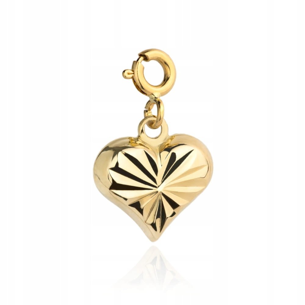 Zawieszka złota charms 585 diamentowane serce 0,75g 16.5mm dla kobiety