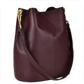 Plecaki worki - VEZZE Torebka ze skóry naturalnej worek bordo - miniaturka - grafika 1