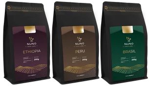 ZESTAW KAW ŚWIEŻO PALONYCH 100% ARABIKA NUNO GOLD LABEL 3X200G - Kawa - miniaturka - grafika 1