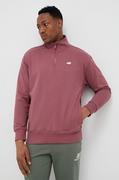Bluzy męskie - New Balance bluza bawełniana męska kolor różowy gładka - miniaturka - grafika 1