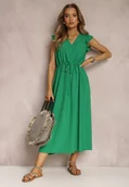 Sukienki - Zielona Sukienka z Wiskozy Apostelis - miniaturka - grafika 1