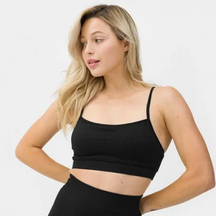 Biustonosz treningowy Calvin Klein Seamless Medium 00GWS3K120 - czarny - Bielizna sportowa damska - miniaturka - grafika 1