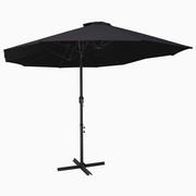 Parasole ogrodowe - vidaXL Parasol ogrodowy na słupku aluminiowym, 460 x 270 cm, czarny vidaXL - miniaturka - grafika 1