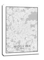 Obrazy i zdjęcia na płótnie - Moskwa mapa czarno biała - obraz na płótnie Wymiar do wyboru: 40x60 cm - miniaturka - grafika 1