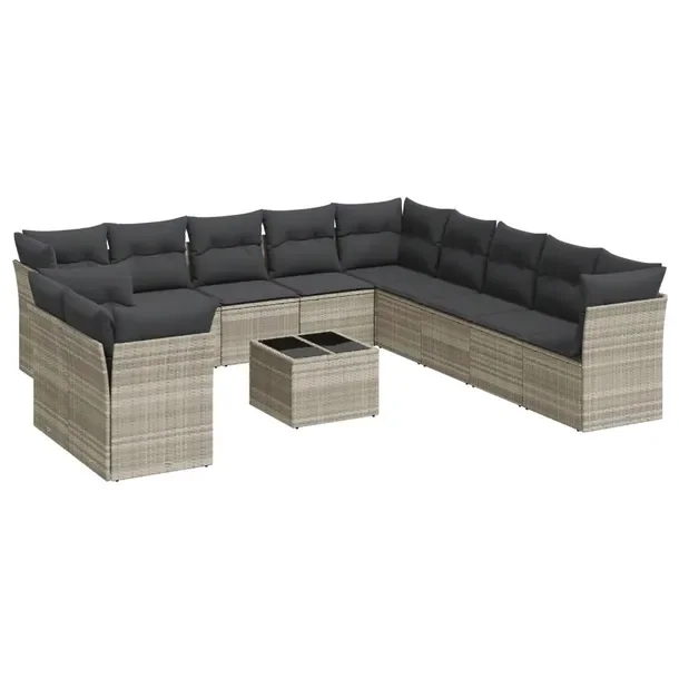 Zestaw mebli ogrodowych modułowych jasnoszary rattan PE 55 x 62 x 69 cm