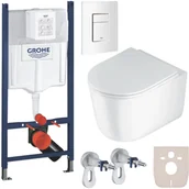 Stelaże i zestawy podtynkowe do WC - Grohe Rapid SL Zestaw WC stelaż + Miska WC Jasmin + przycisk biały + wsporniki + uszczelka - miniaturka - grafika 1