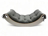 Skoczki dla dzieci - Drewniany Bujak Montessori dla Dziecka Malucha + Poduszka Welurowa j. szary - miniaturka - grafika 1