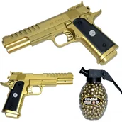 Zabawki militarne - PISTOLET NA KULKI MAGNUM PISTOLETY ZŁOTY + KULKI 800 - miniaturka - grafika 1