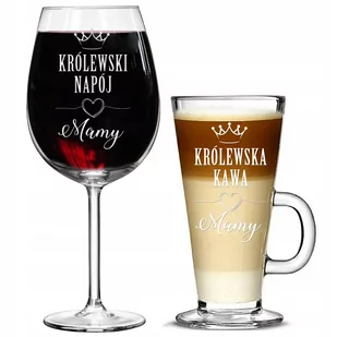 ZESTAW KIELISZEK DO WINA SZKLANKA LATTE DZIEŃ MAMY - Kieliszki - miniaturka - grafika 1