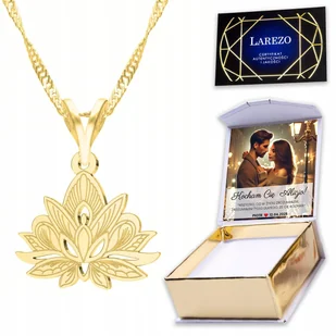 Złoty Naszyjnik 925 z Kwiatem Lotosu Kwiat Kwiatek Lotos Flower + NADRUK - Naszyjniki Złoty Naszyjnik 925 z Kwiatem Lotosu Kwiat Kwiatek Lotos Flower + NADRUK - Naszyjniki - miniaturka - grafika 1