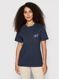 Koszulki i topy damskie - Tommy Jeans T-Shirt Signature DW0DW12940 Granatowy Relaxed Fit - grafika 1