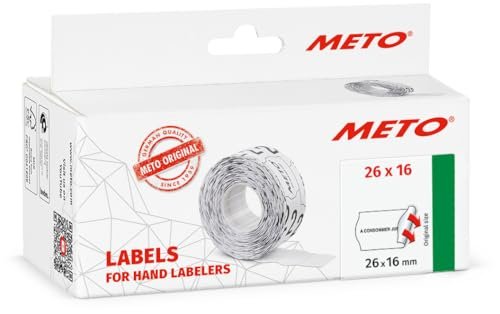 Meto Etykiety do oznaczania cen – formularz « A consommer jusqu'au » (26 x 16 mm, 2-wierszowe, 6000 etykiet cenowych, fluorowa czerwień, trwałe