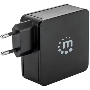 Manhattan Ładowarka Sieciowa Power Delivery 3.0 USB-C 45W 5-20V) USB-A 5V 2.4A Czarna - Ładowarki do telefonów - miniaturka - grafika 1