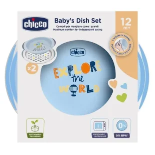 Zestaw dwóch talerzy 12m+ niebieski - Chicco - Zabawki interaktywne dla dzieci - miniaturka - grafika 1