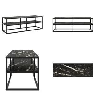 vidaXL Szafka pod TV czarna z hartowanego szkła o marmurowym wyglądzie 120x40x40 cm - Szafka pod TV - Szafki pod TV - Szafka pod TV - Stolik pod TV - Szafki RTV - miniaturka - grafika 1