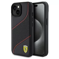 Etui i futerały do telefonów - Ferrari FEHCP15SPWAK iPhone 15 / 14 / 13 6.1" czarny/black hardcase Perforated Waves Metal Logo - miniaturka - grafika 1
