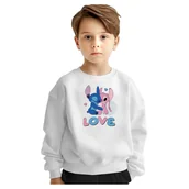 Bluzy dla dziewczynek - BLUZA DZIECIĘCA MŁODZIEŻOWA STITCH LOVE 134-140 WZORY PREZENT - miniaturka - grafika 1