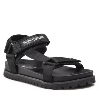 Sandały damskie - Pepe Jeans Sandały Urban Sandal Tech PMS90095 Black 999 - grafika 1