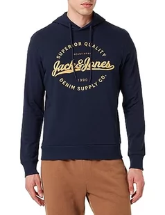 Bestseller A/S Jjstanli Sweat Hood męska bluza z kapturem, Navy Blazer/Print:big, XXL - Bluzy męskie - miniaturka - grafika 1