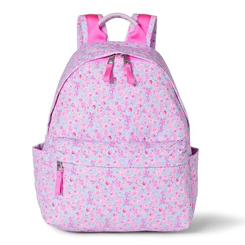 Amazon Essentials Nylonowy plecak szkolny dla dzieci, unisex, liliowy, kwiatowy, jeden rozmiar