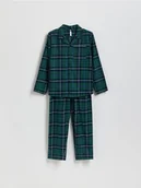 Skarpetki dla dzieci - Reserved - Bawełniana piżama w kratę - ciemnozielony - miniaturka - grafika 1