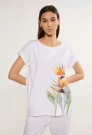 Koszulki i topy damskie - T-shirt z kwiatowym motywem - Monnari - miniaturka - grafika 1