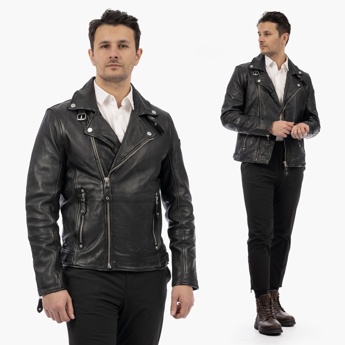 Kurtka Męska Mauritius Ramoneska Elegancka Skóra Naturalna Czarna XL Czarny