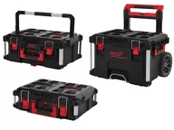 Walizki - Milwaukee Packout Promo Set 4932464244 walizka na kółkach duża z zestawem walizek, 3-częściowy, czarno-czerwony - miniaturka - grafika 1