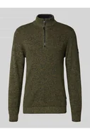 Bluzy męskie - Bluza o kroju slim fit z kołnierzem i zamkiem błyskawicznym model Mouline - camel active - miniaturka - grafika 1
