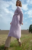 Swetry damskie - Długi ażurowy kardigan z paskiem w kolorze fioletowym  F1474, Kolor fioletowy, Rozmiar 2XS/XS, Fobya - Primodo.com - miniaturka - grafika 1