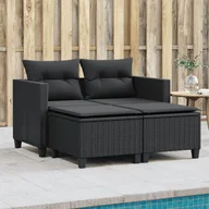 Sofy ogrodowe - 2-osobowa sofa ogrodowa z podnóżkami, czarna, polirattan Lumarko! - miniaturka - grafika 1