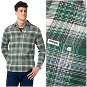 Koszule męskie - Wrangler BRUSHED 1 PKT SHIRT klasyczna koszula bawełniana męska w kratę L - miniaturka - grafika 1