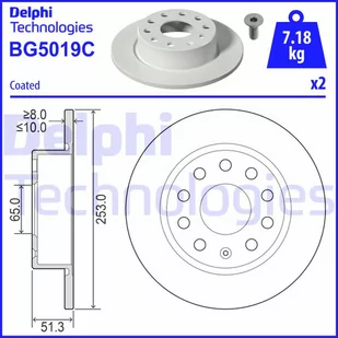 Tarcza hamulcowa DELPHI BG5019C - Tarcze hamulcowe - miniaturka - grafika 1