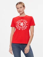 Koszulki i topy damskie - Tommy Hilfiger T-Shirt Reg Crest C-Nk Tee Ss WW0WW41058 Czerwony Regular Fit - miniaturka - grafika 1