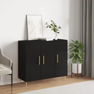 Komody - vidaXL Szafka, czarna, 90x34x80 cm, materiał drewnopochodny - miniaturka - grafika 1